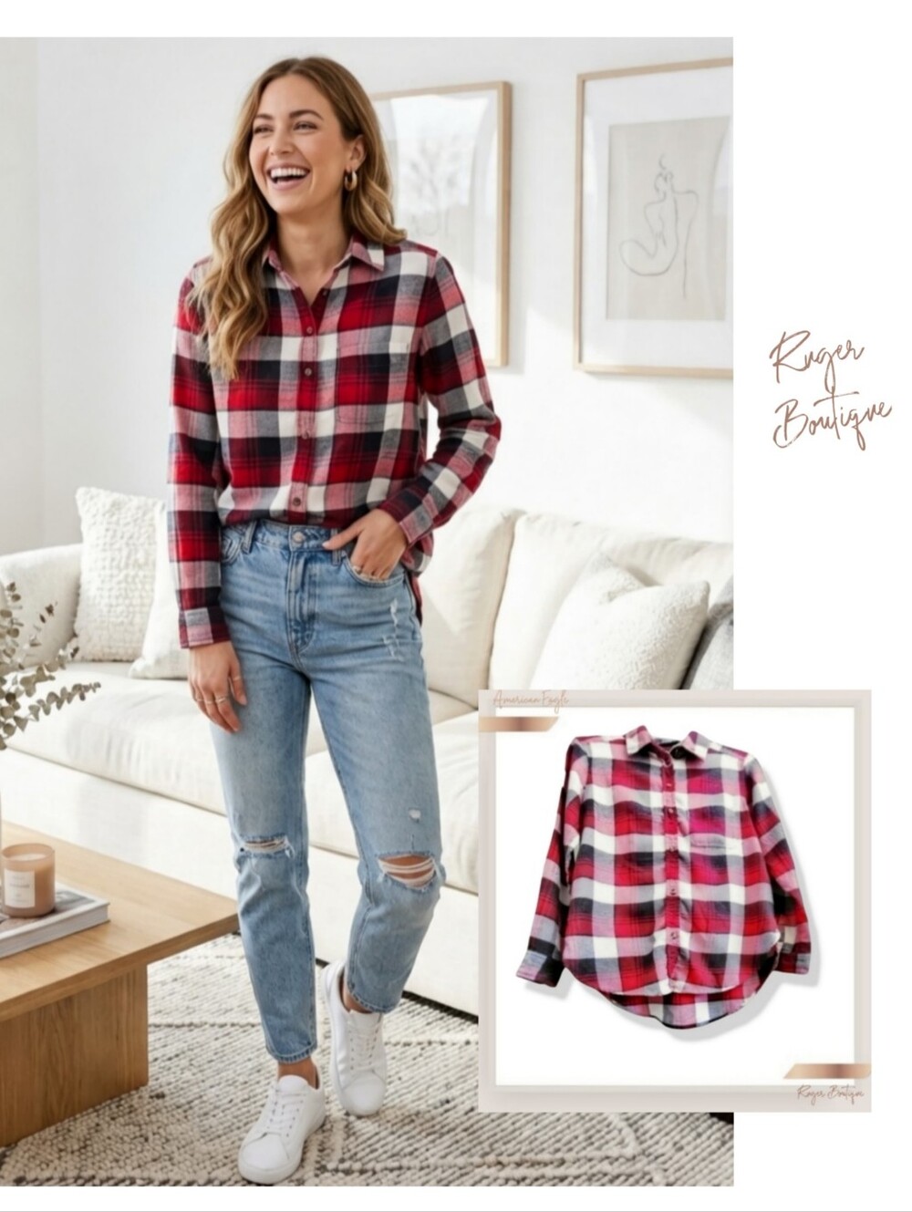 🌿American Eagle Outfitters Women's XS Plaid Flannel Shirt - Cozy & Stylish